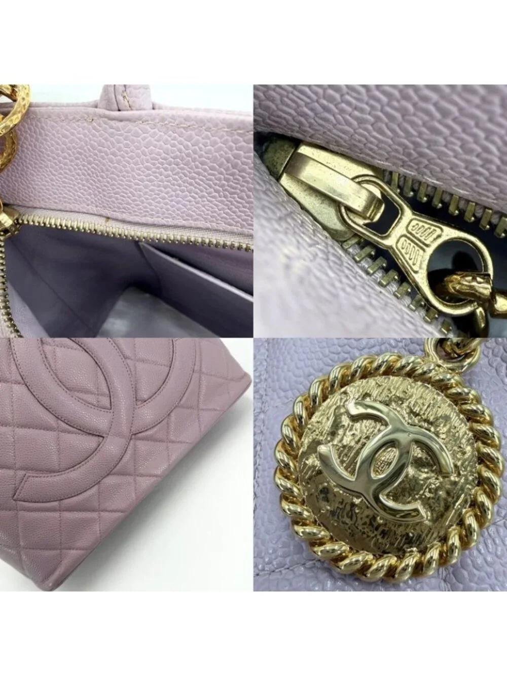 ★SOLD★ Chanel Handbag Quilted Medallion Tote CC Logo Shoulder Caviar Leather - Picture 9 of 14